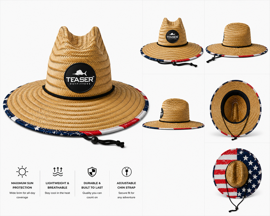 Teaser Custom Straw Hat - Black Patch