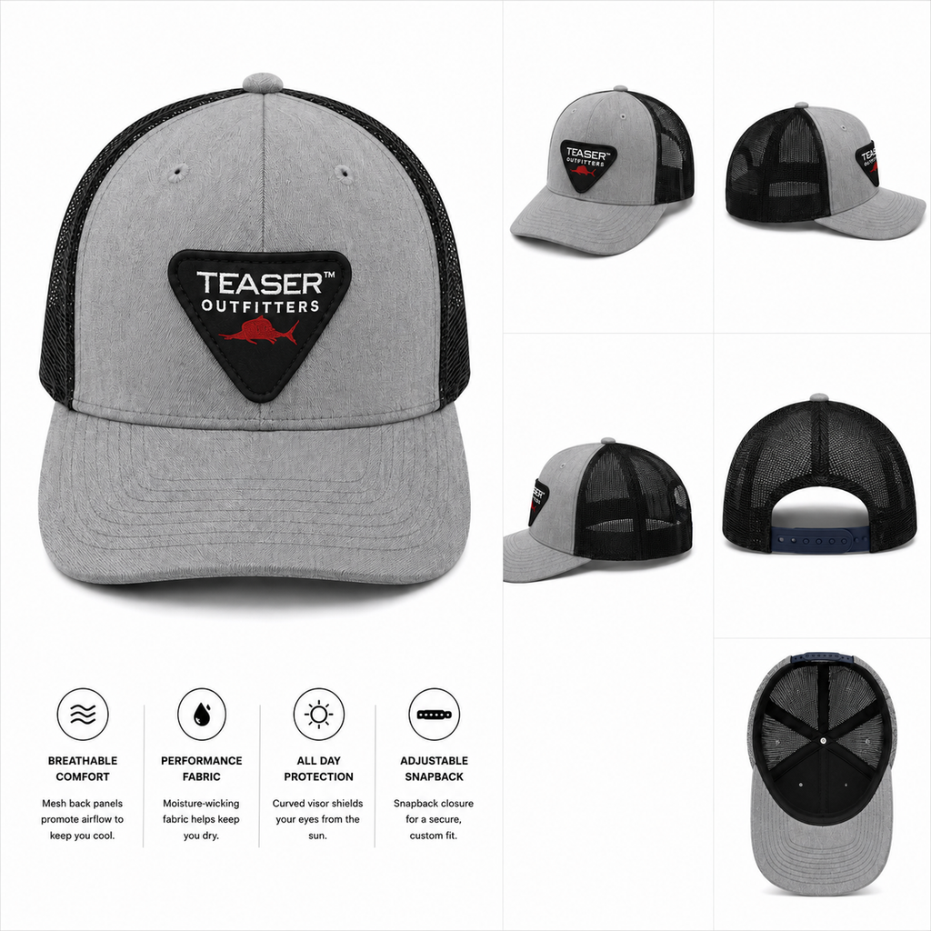 Teaser Custom Hat - Grey Embroidered Patch