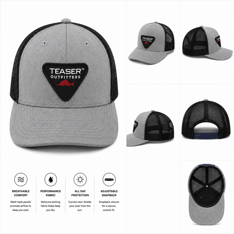 Teaser Custom Hat - Grey Embroidered Patch