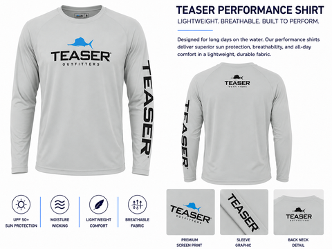 Teaser Coastal Light Grey Long Sleeve - Black and Carolina Blue