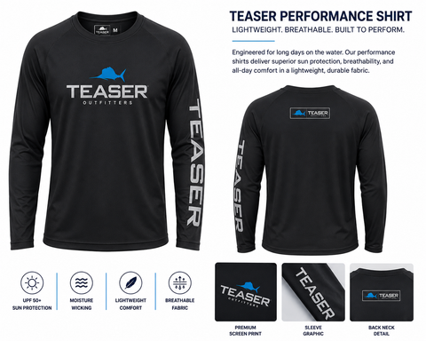 Teaser Coastal Black Long Sleeve - Grey and Carolina Blue