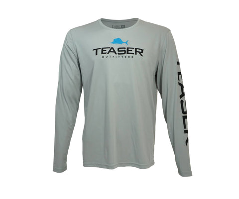 Teaser Coastal Light Grey Long Sleeve - Black and Carolina Blue