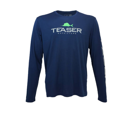 Teaser Coastal Navy Long Sleeve - Grey/Neon Green Logo